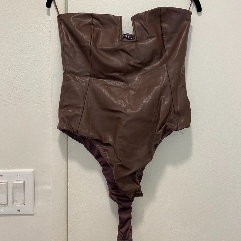 Brown Leather Bodysuit